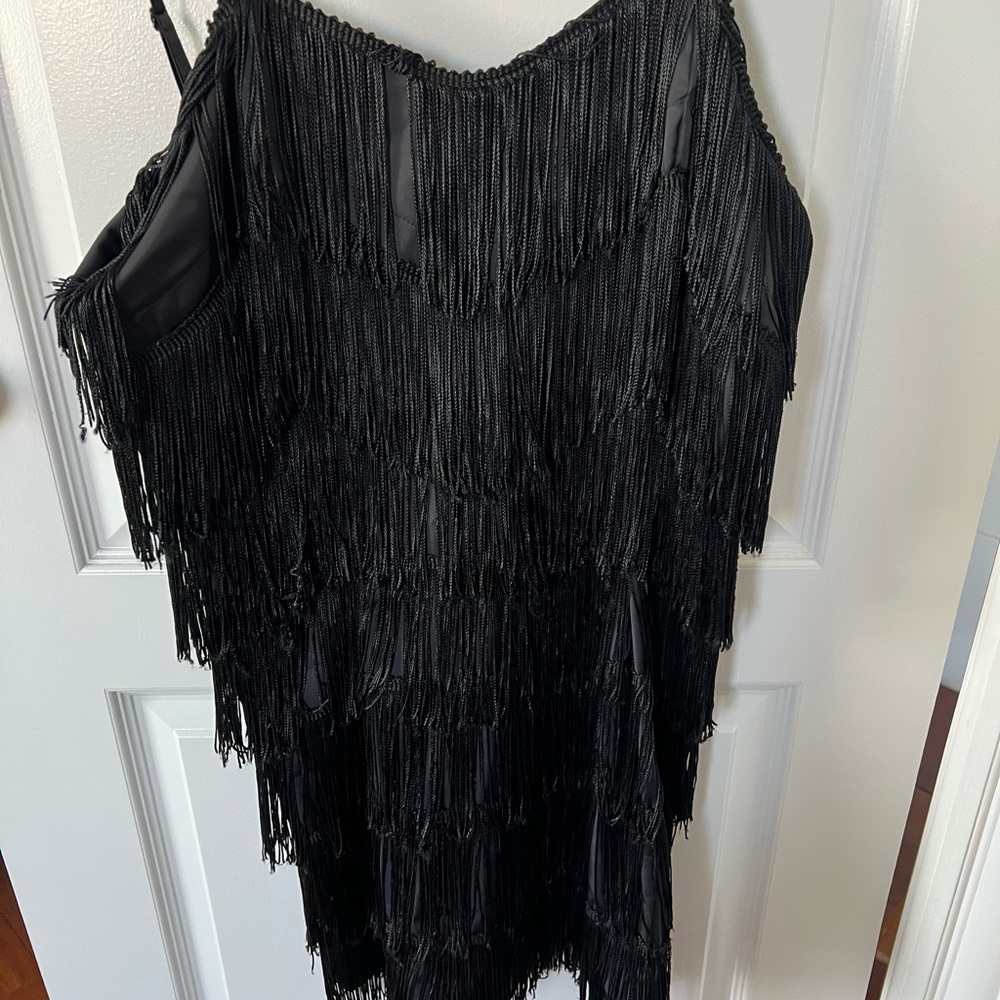 Black Tiered Fringe Mini Dress